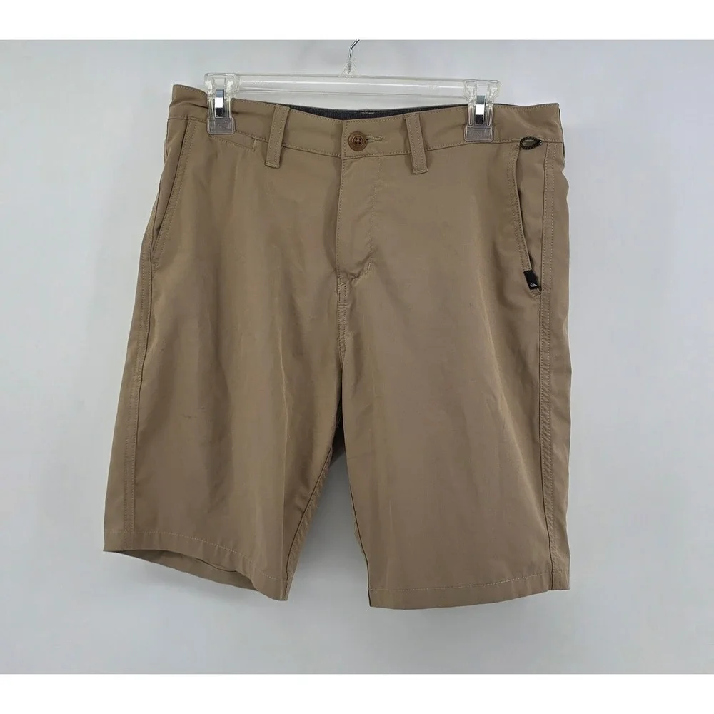 Quiksilver Mens Size 30 Amphibian Hybrid Shorts Khaki Tan Chino Boardshorts Surf